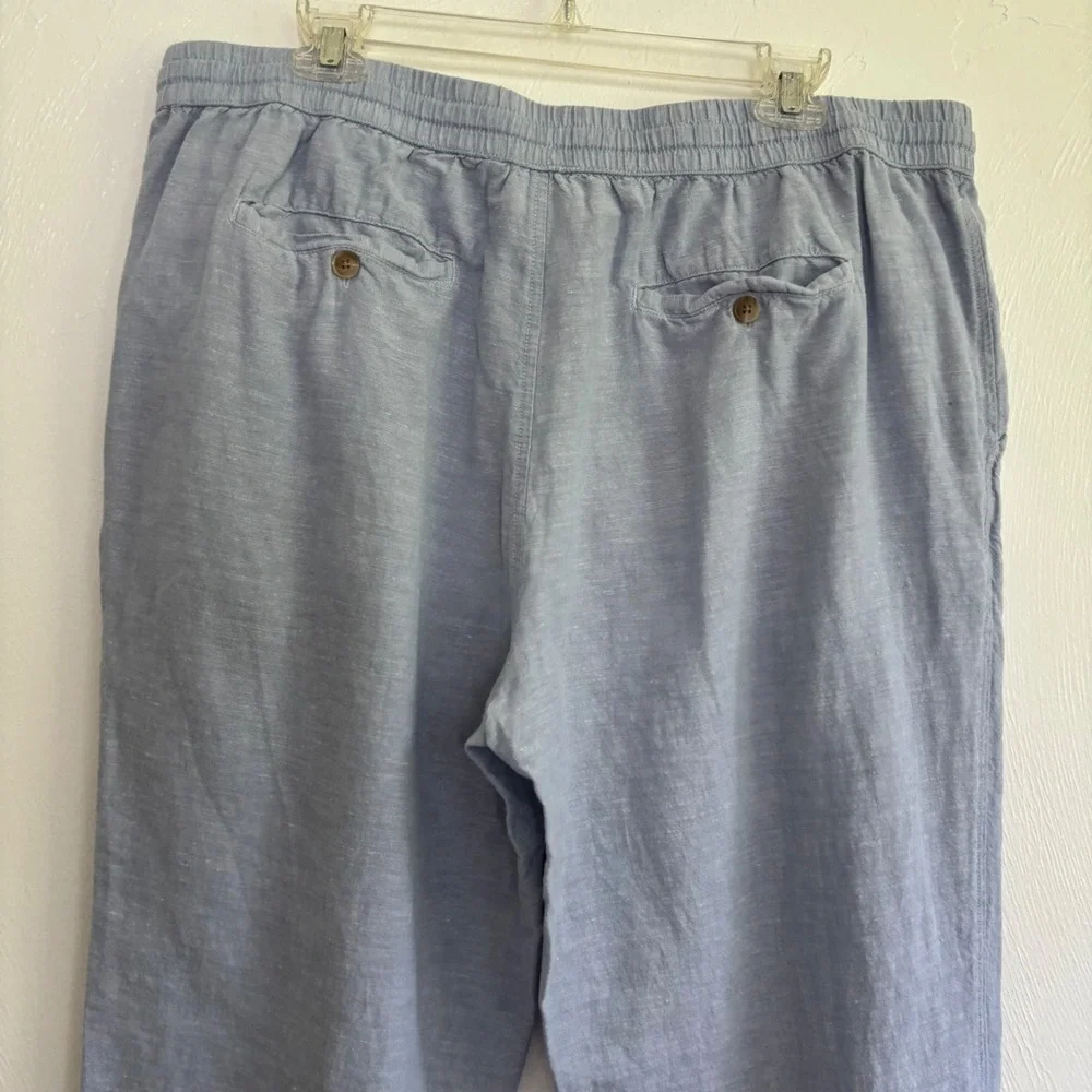 Panama Jack Mens Linen Cotton Blend Casual Pants Elastic Waist Blue Beach Sz XL